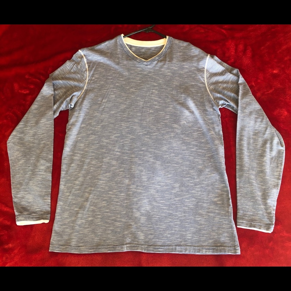 New blue/white Long Sleeve v-neck shirt